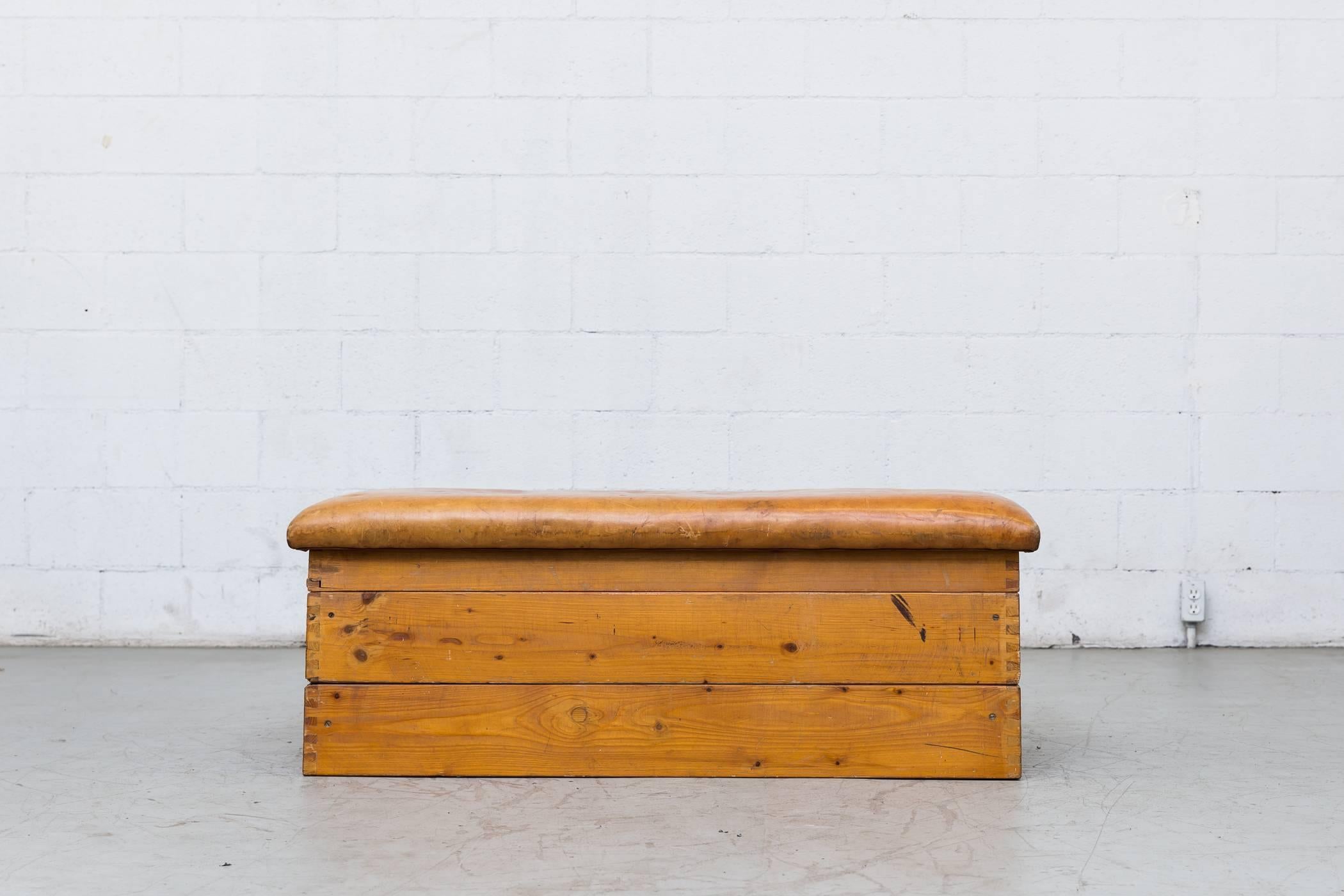 Dutch Leather Gymnastic Horse Bench or Coffee Table