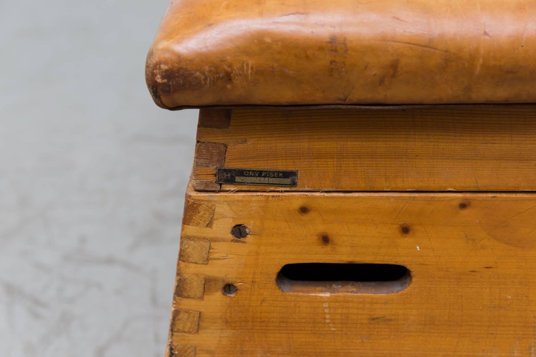 Mid-20th Century Leather Gymnastic Horse Bench or Coffee Table