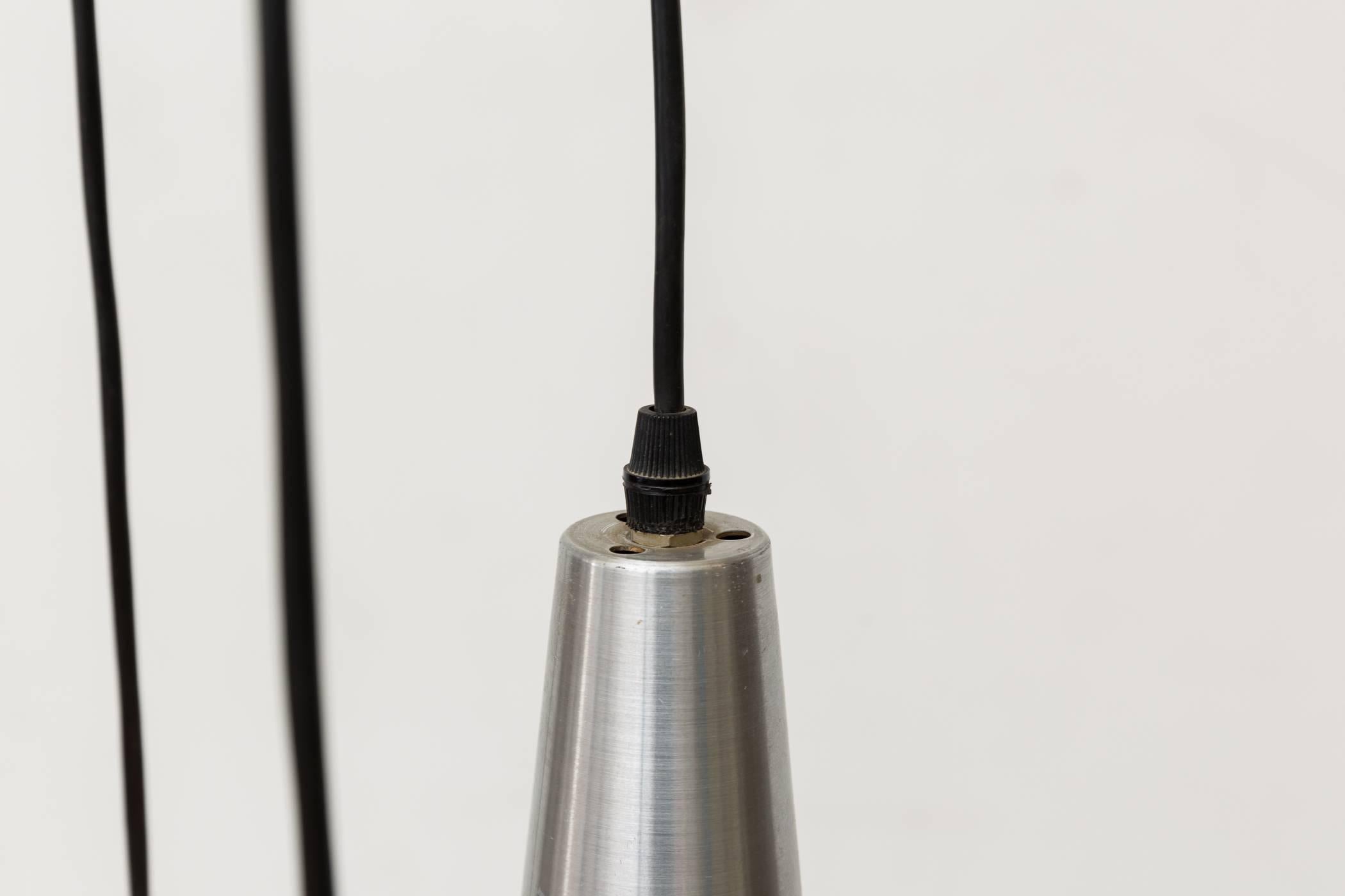 Mid-Century Modern Mid Century, Chrome and Copper Multi Lamp Hanging Chandelier by Lakro Amstelveen For Sale