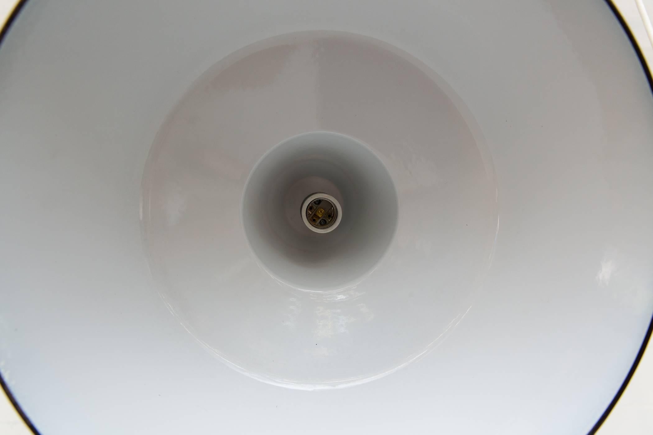 Mid-Century Modern Louis Poulsen style Mid-Century Grey Enameled Metal Factory Pendant Lamps For Sale