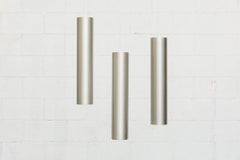 Set of Three RAAK Brushed Aluminum Tubular Pendant Lights, 1960s