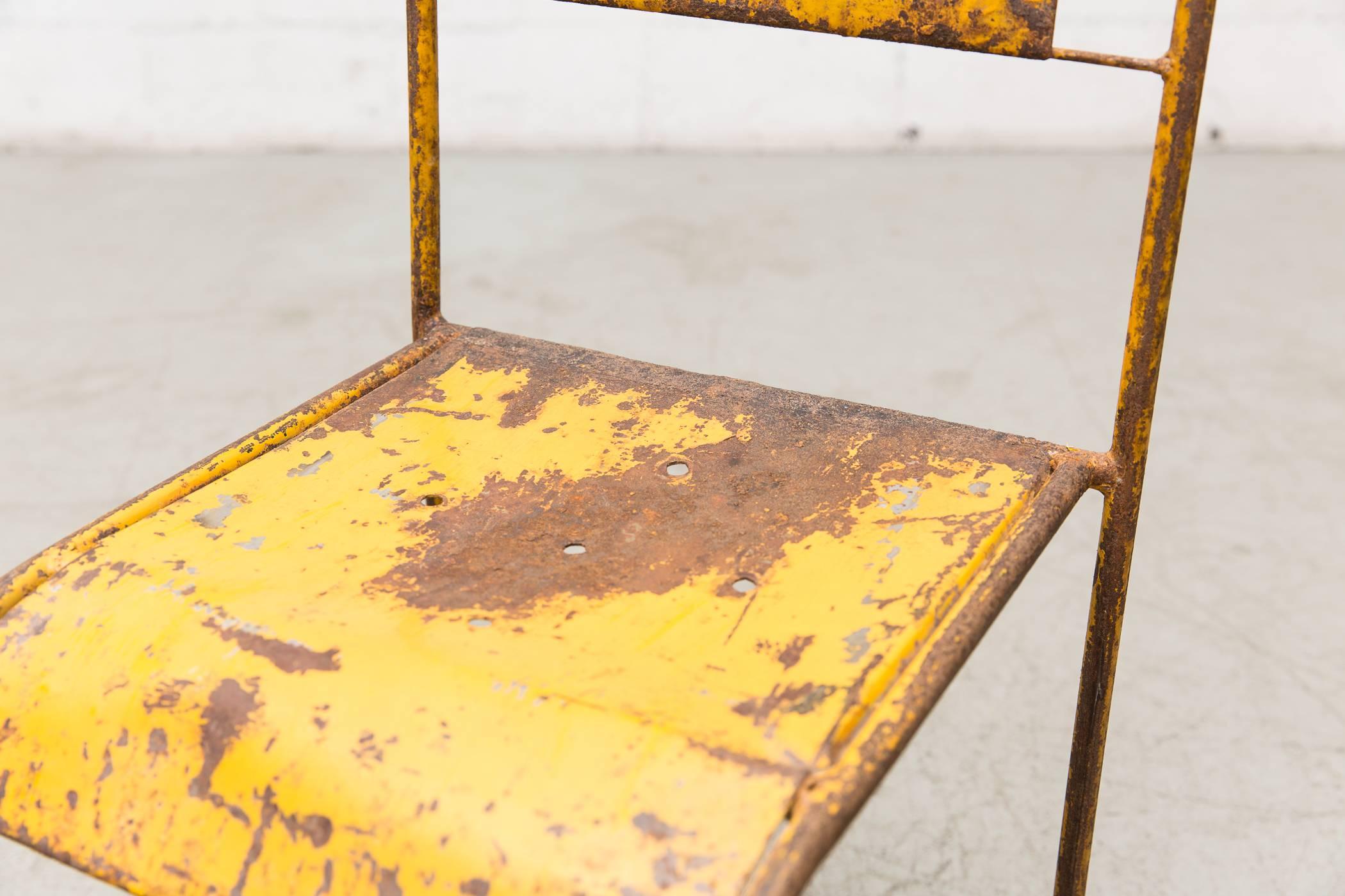 Steel Yellow Industrial Sheet Metal Stacking Garden Chairs