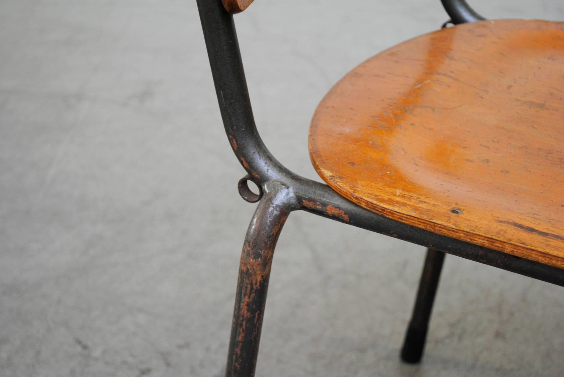 Mid-20th Century Handsome Stacking Plywood Gispen School Chairs