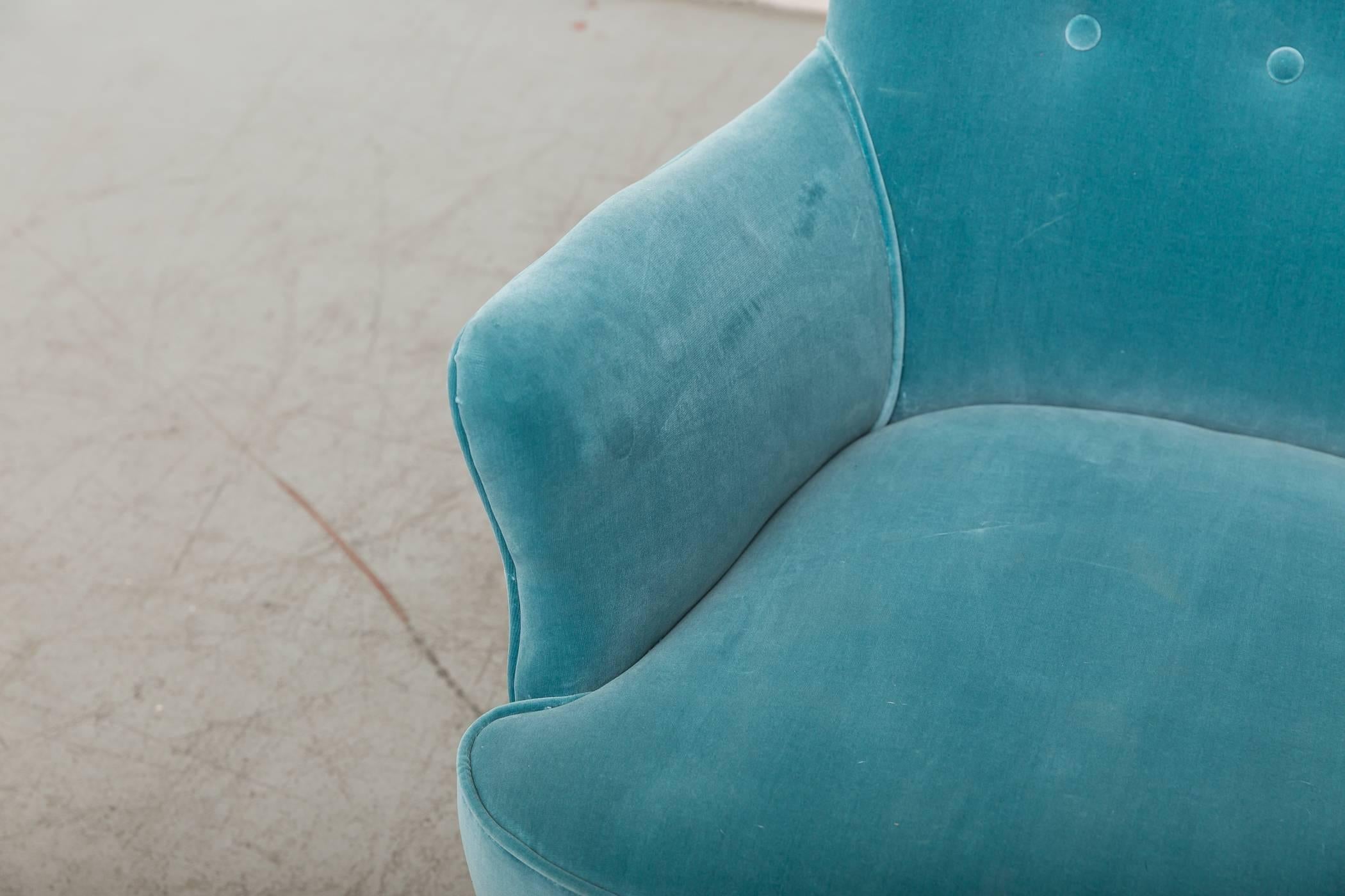 Velvet Turquoise Theo Ruth Lounge Chair for Artifort