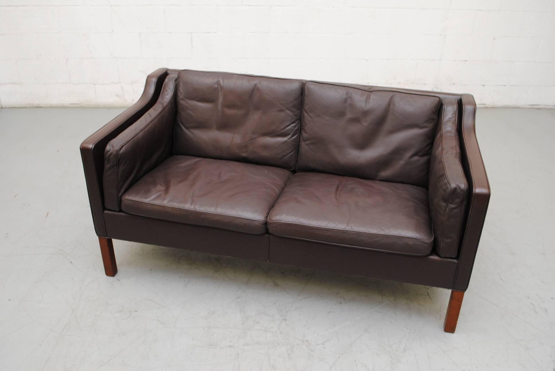 Mid-20th Century Borge Mogensen for Frederica 2212 Leather Loveseat