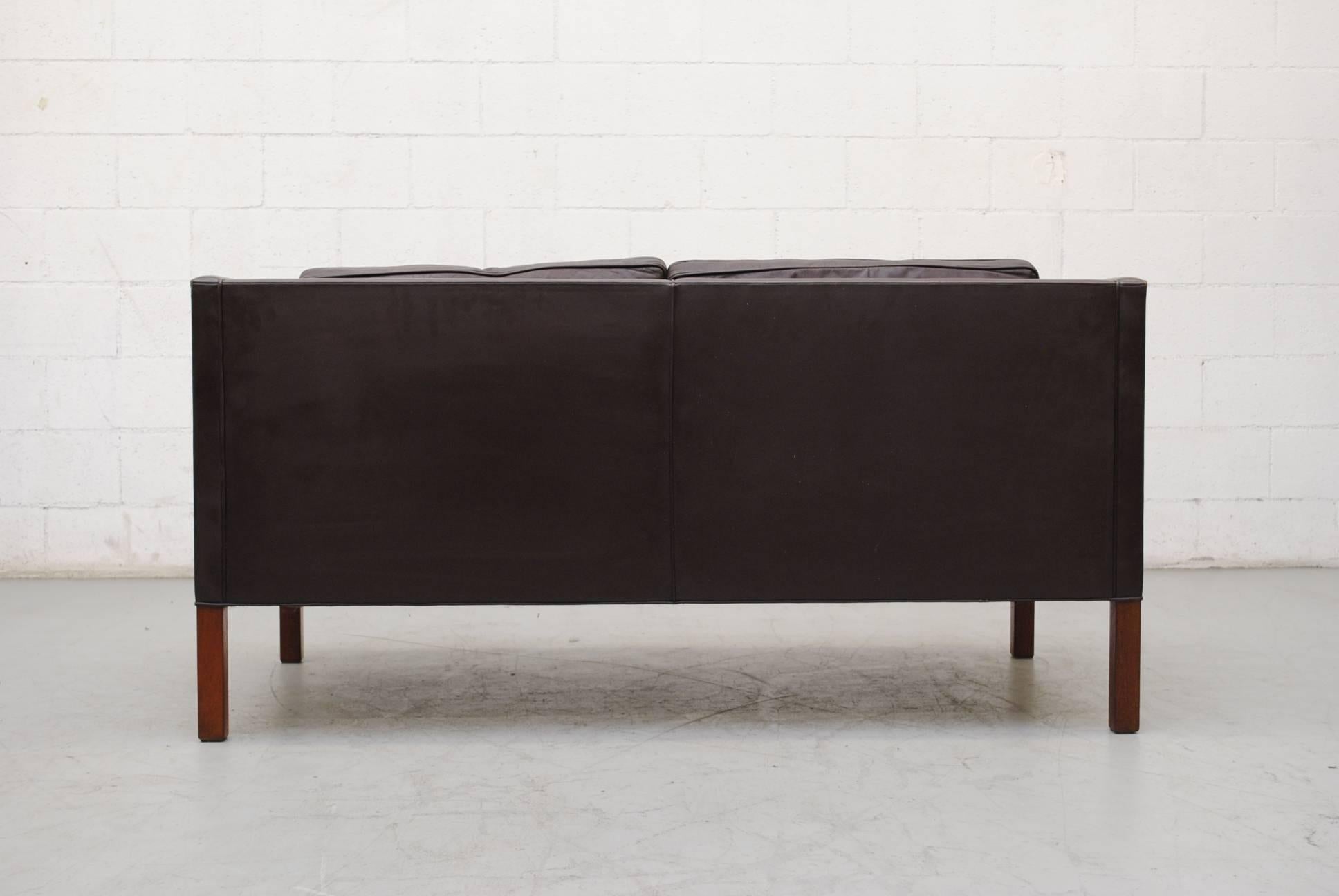 Borge Mogensen for Frederica 2212 Leather Loveseat In Good Condition In Los Angeles, CA