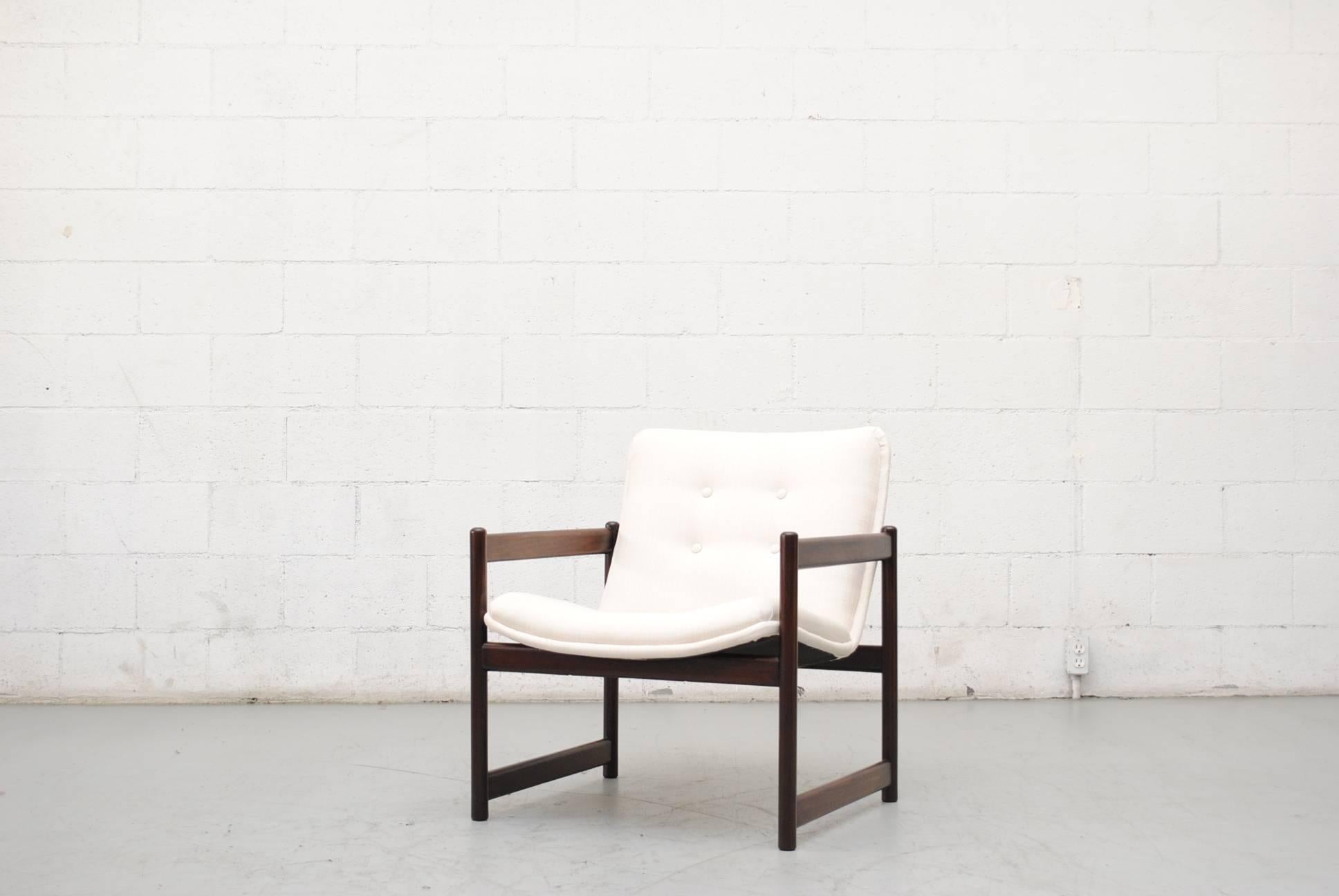 Mid-Century Modern Artifort Lounge Chairs with Mahogany Cube Frame