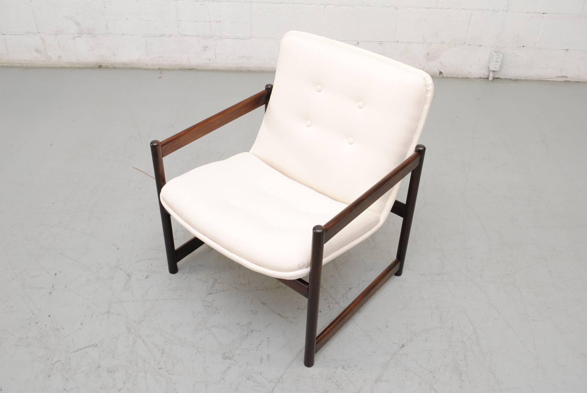 Upholstery Artifort Lounge Chairs with Mahogany Cube Frame