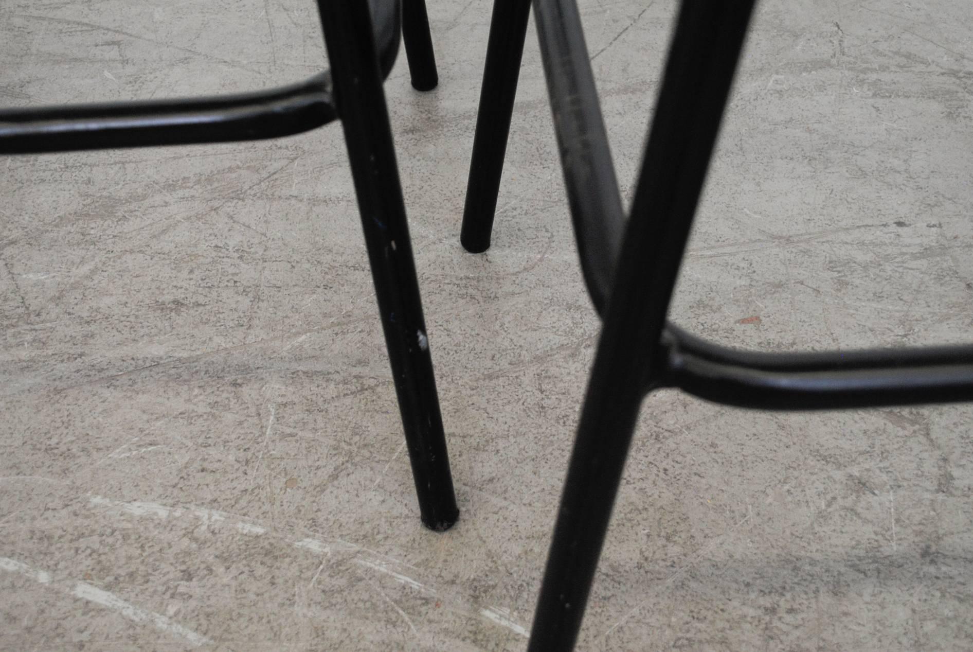 Mid-Century Modern Pair of Charlotte Perriand Style Wicker Bar Stools