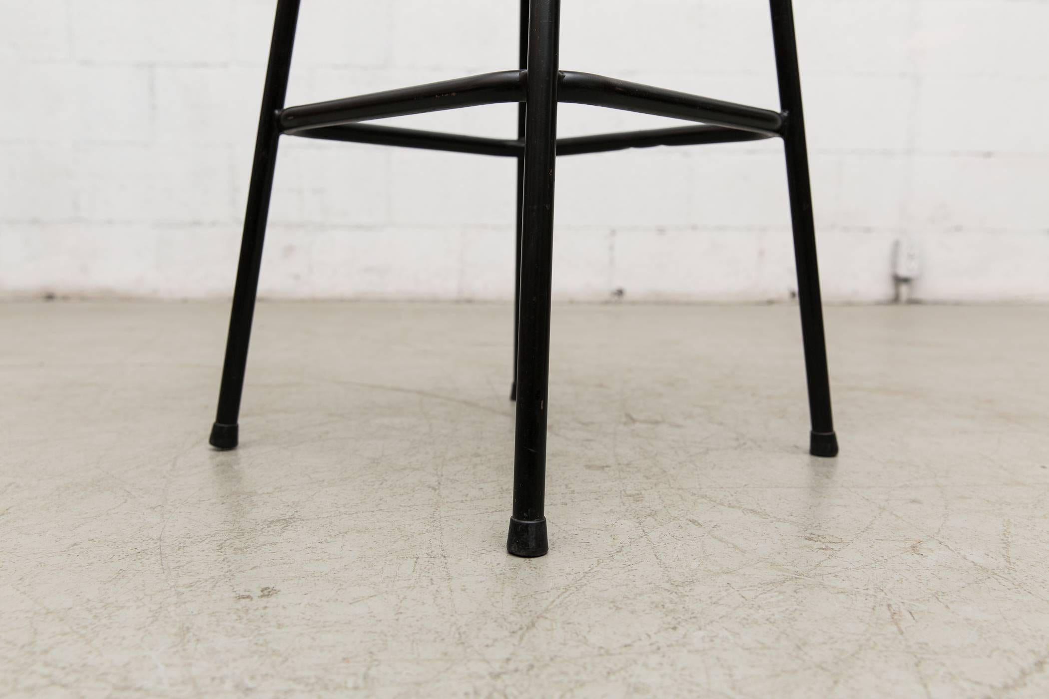 Mid-20th Century Pair of Charlotte Perriand Style Leather Bar Stools