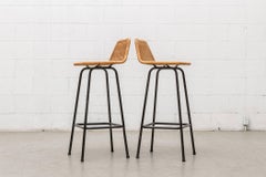 Pair of Charlotte Perriand Style Wicker Bar Stools