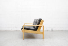 Finnish "Bonanza" Wood and Leather Sofa ‘Part of Set’