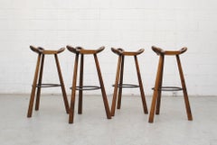 Set of Four Sergio Rodrigues Style Bar Stools