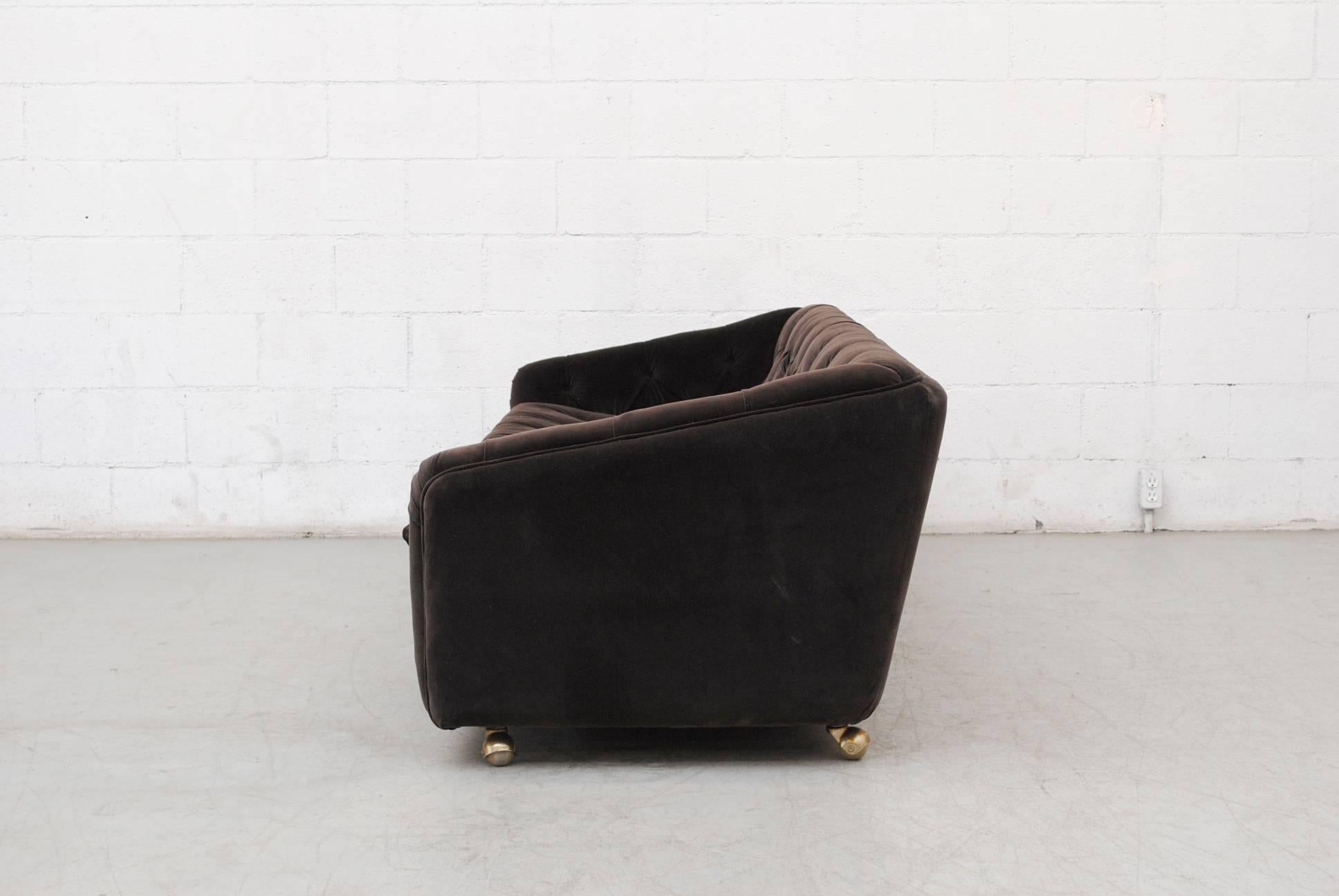 Mid-Century Modern Geoffrey Harcourt Dark Grey Velvet Artifort Three-Seat Sofa