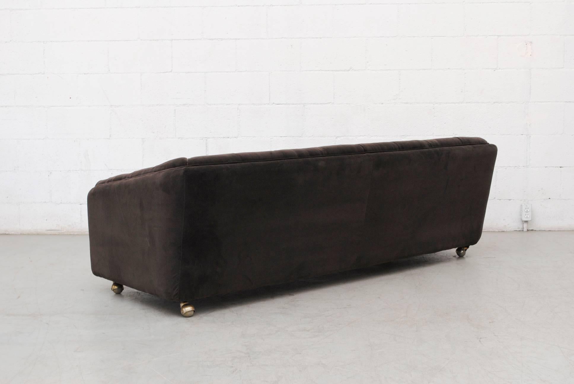 Dutch Geoffrey Harcourt Dark Grey Velvet Artifort Three-Seat Sofa