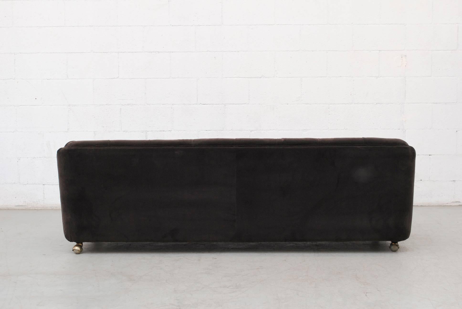 Geoffrey Harcourt Dark Grey Velvet Artifort Three-Seat Sofa In Good Condition In Los Angeles, CA