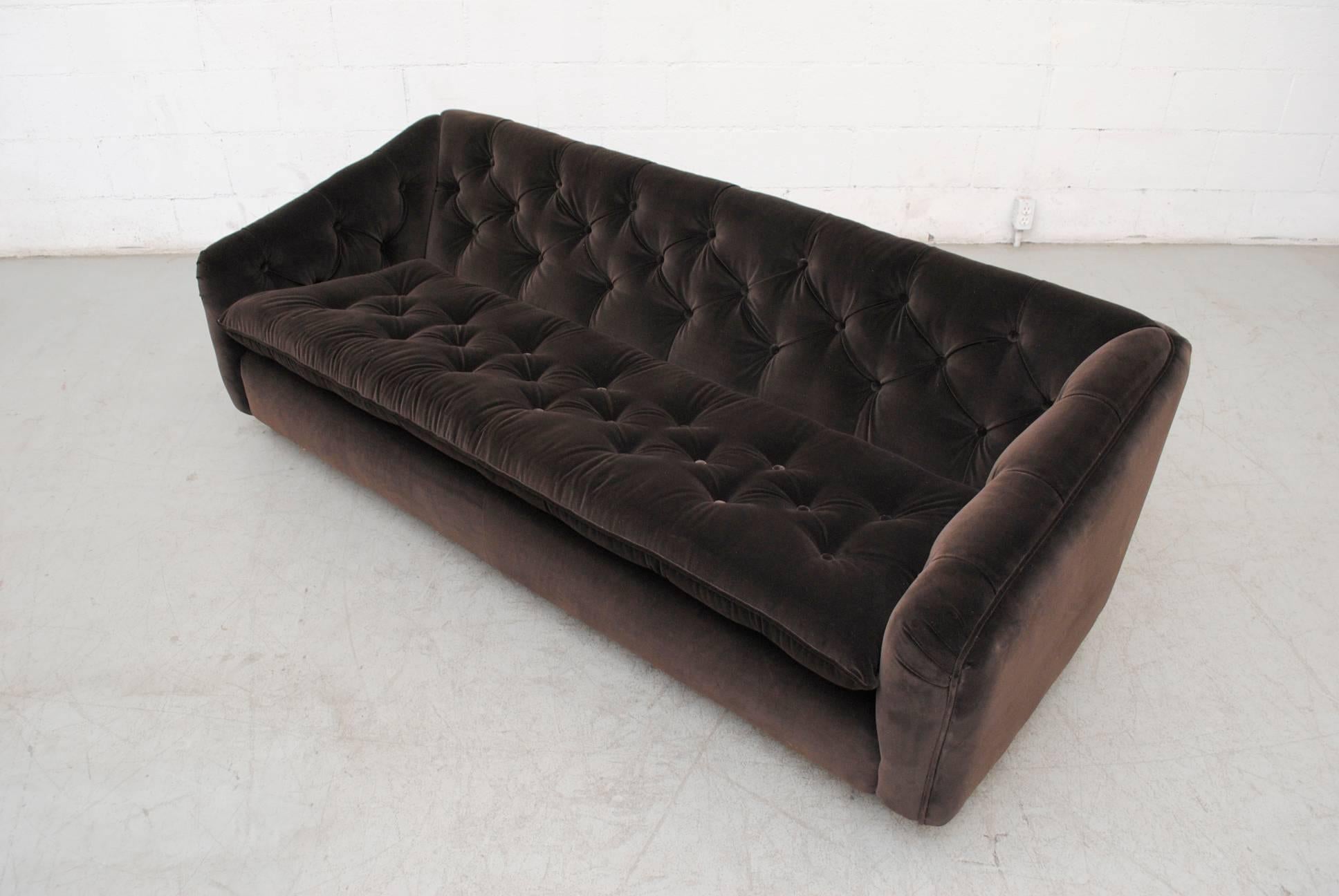 Mid-20th Century Geoffrey Harcourt Dark Grey Velvet Artifort Three-Seat Sofa