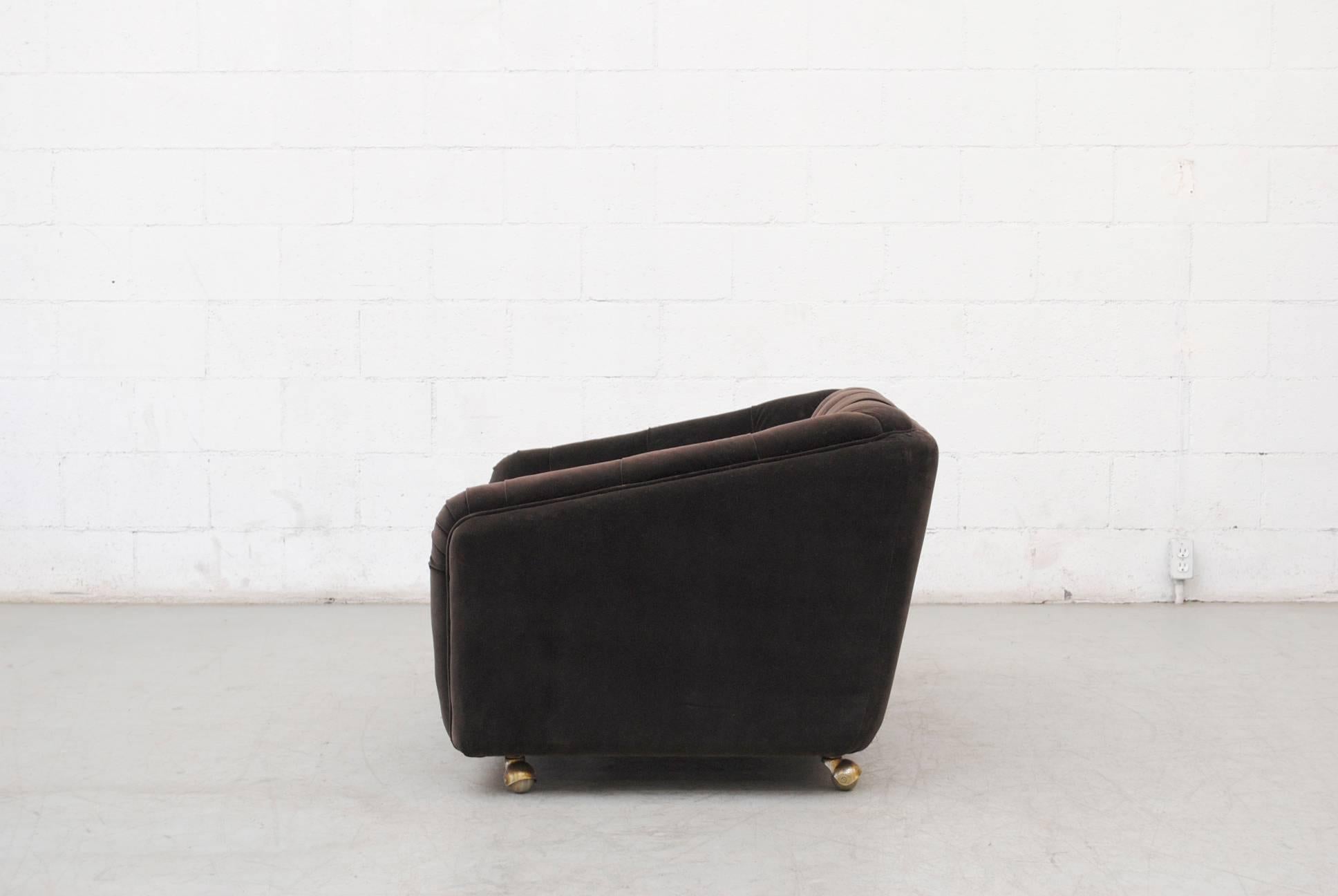 Mid-Century Modern Geoffrey Harcourt Dark Grey Velvet Lounge Chair