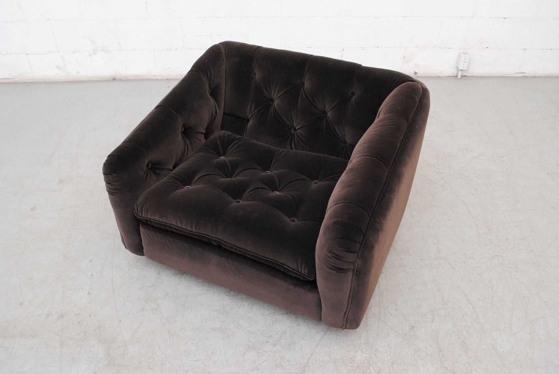 Mid-20th Century Geoffrey Harcourt Dark Grey Velvet Lounge Chair