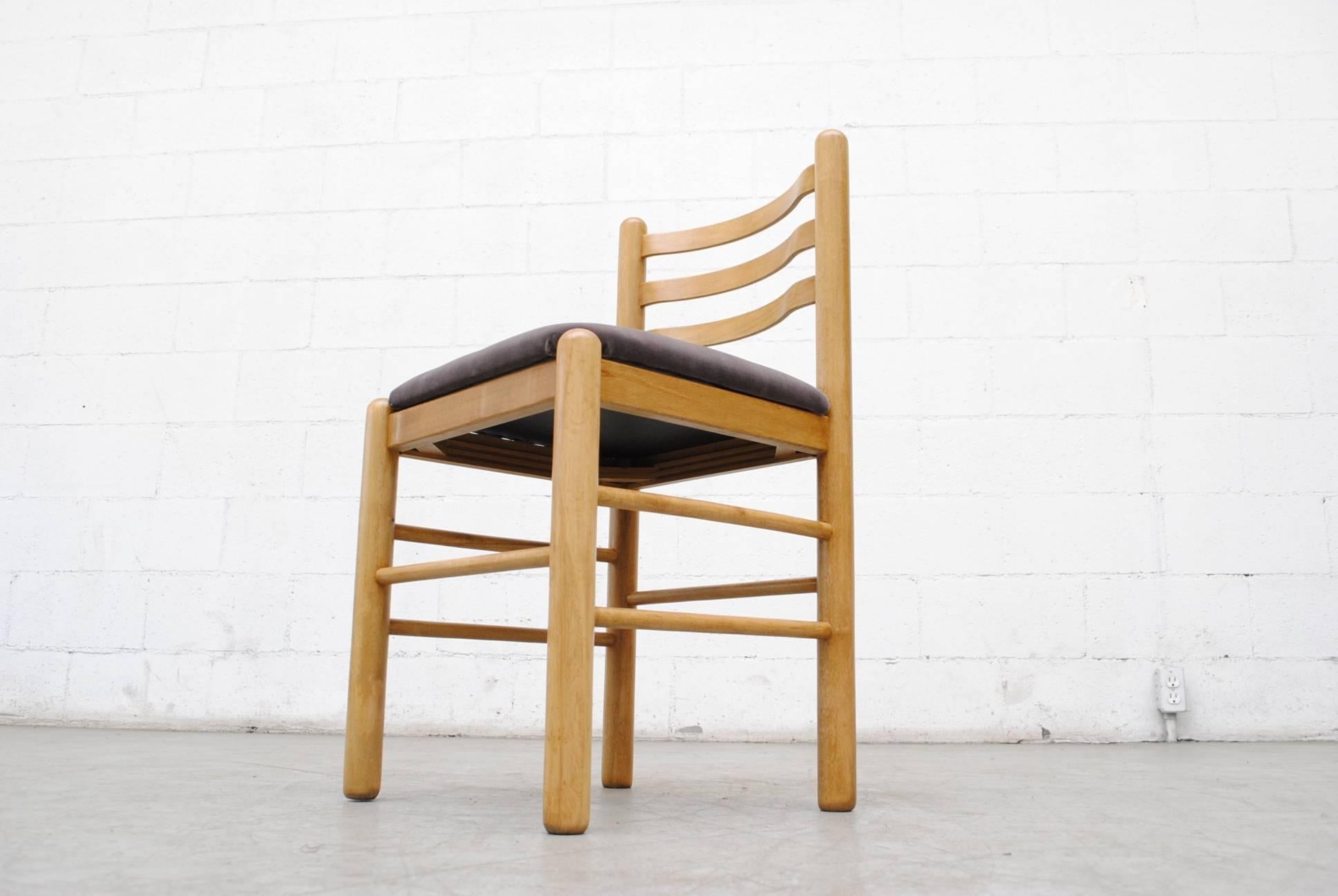 Ate van Apeldoorn Style Ladder Back Dining Chairs in Grey Velvet 3