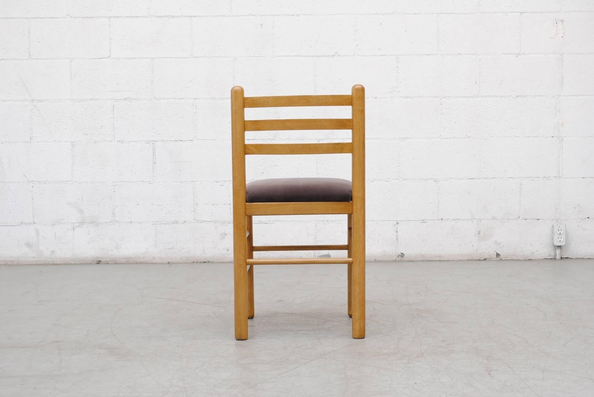 Ate van Apeldoorn Style Ladder Back Dining Chairs in Grey Velvet 1