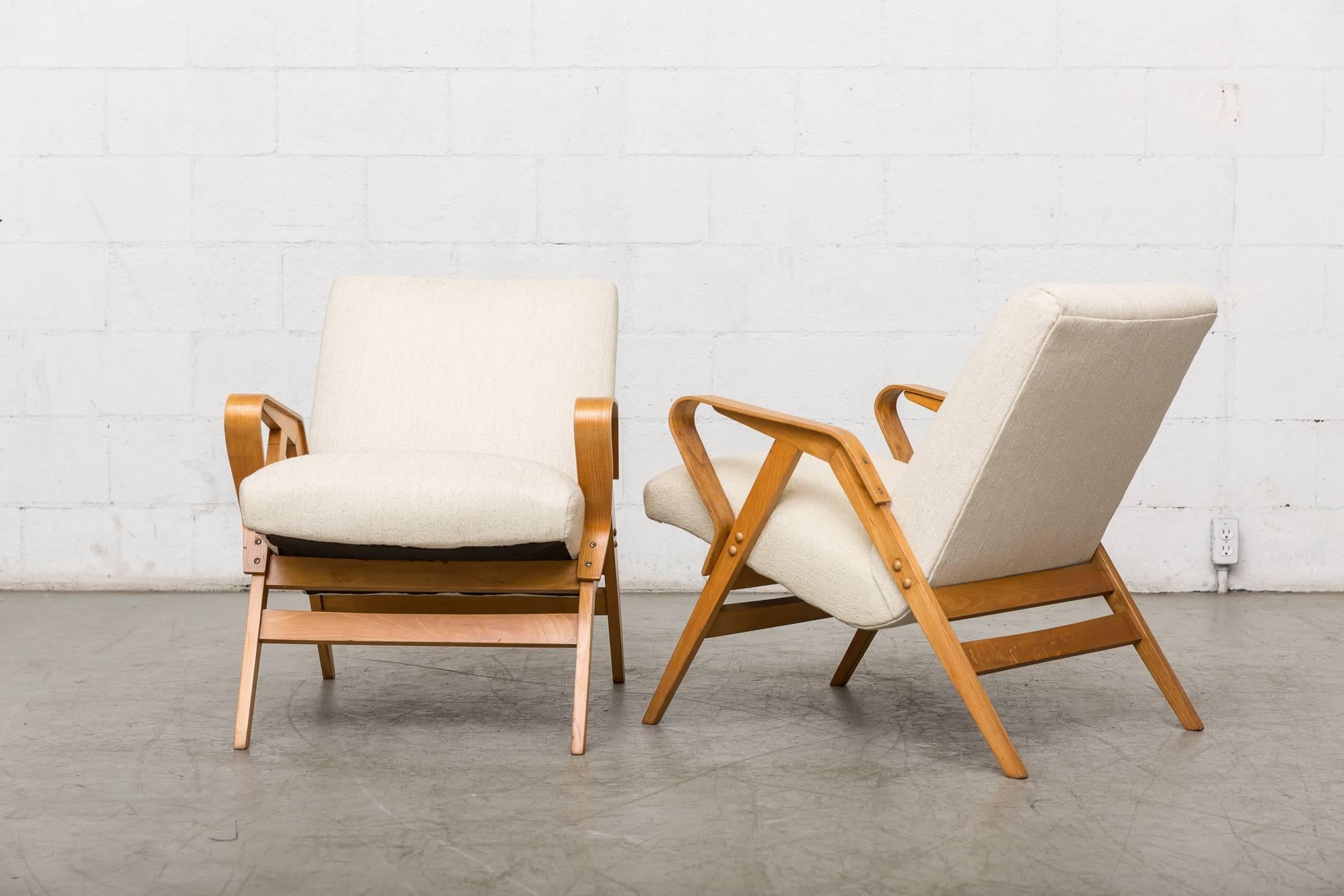 Mid-20th Century Pair of Czech Tatra Bent Plywood Lounge Chairs