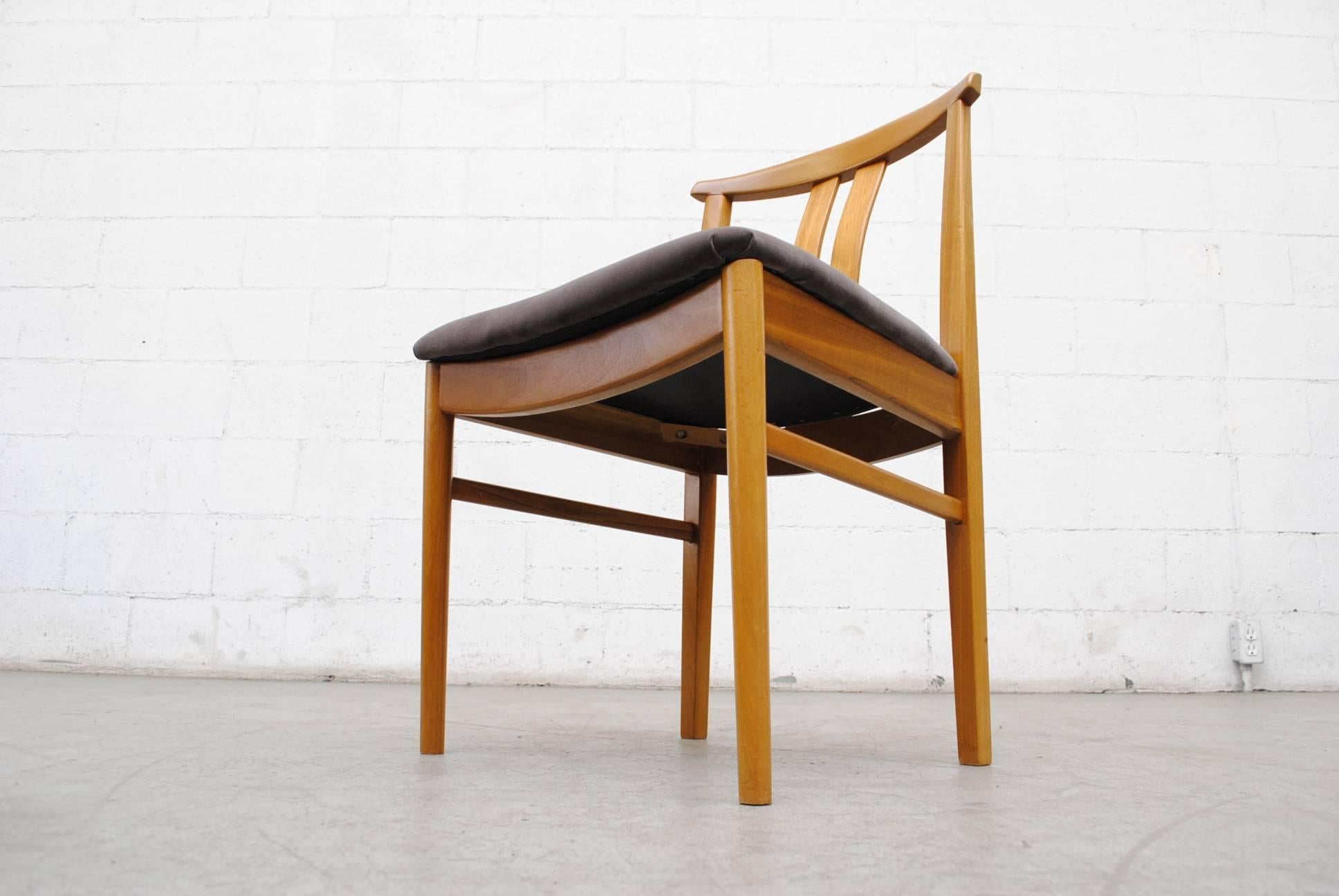 Velvet Set of Four Hans Wegner Style Wishbone Backed Dining Chairs