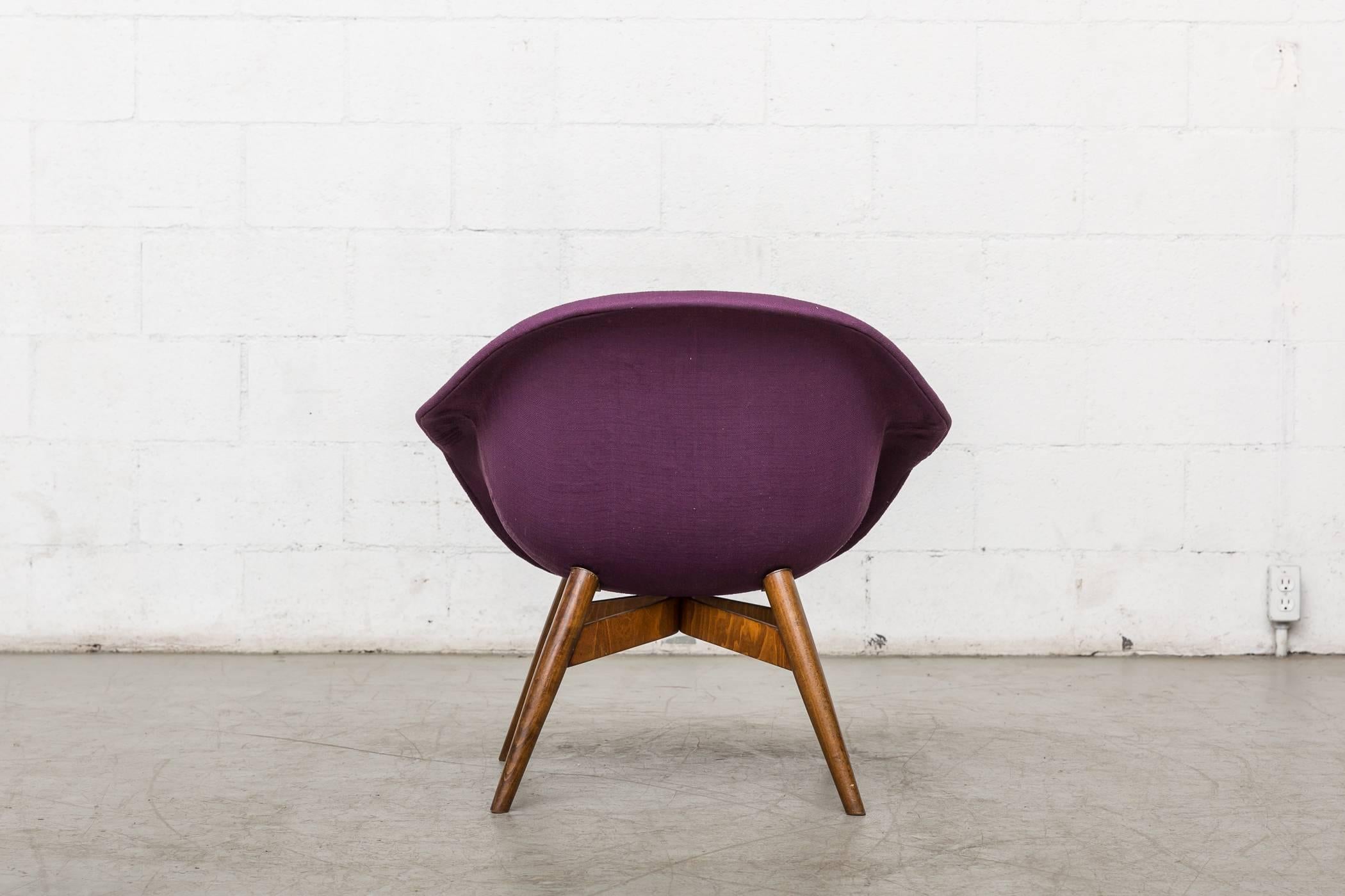 Czech Mid-Century Modern Purple Bucket Lounge Chair by Miroslav Navrátil for Vertex For Sale