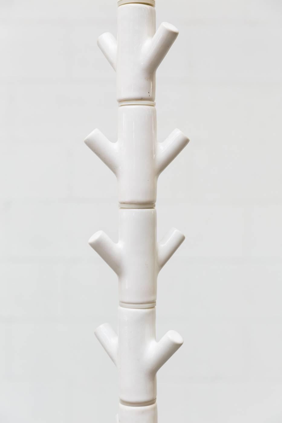 Very elegant and functional coat stand designed by Dutch designer, Richard Hutten. This was designed for, and manufactured by Planet in 2001 (no longer in production). As a promotional Product for Physicians. The spine shaped coat hooks are ceramic