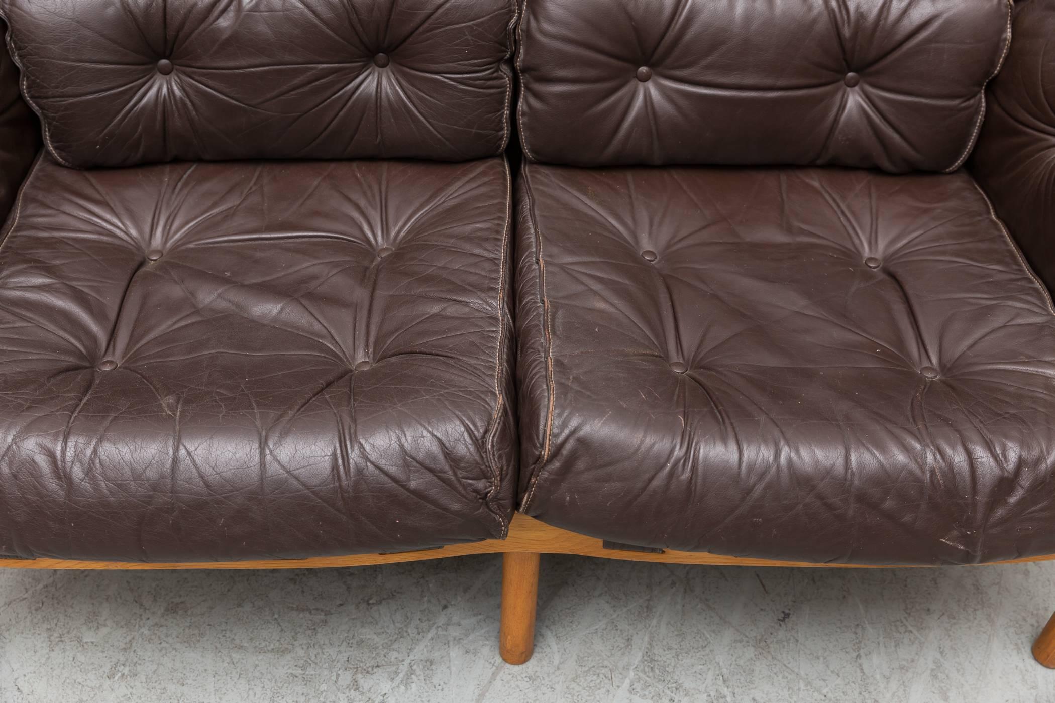 Mid-20th Century Arne Norell Style Leather Love Seat