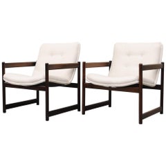 Artifort Lounge Chairs with Mahogany Cube Frame