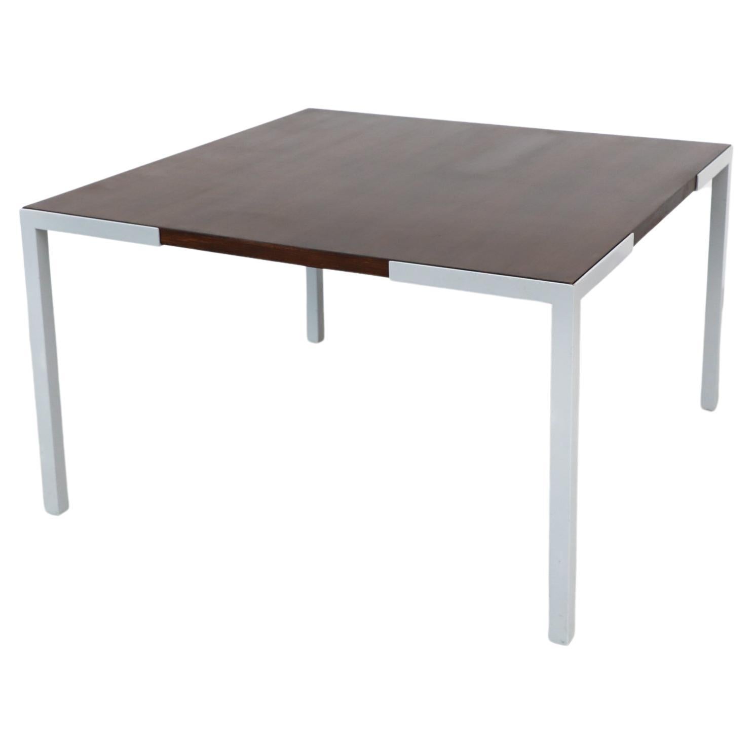 Wim den Boon Square Wenge and Light Gray Enameled Metal Dining Table For Sale