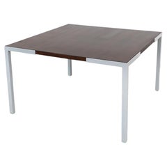 Retro Wim den Boon Square Wenge and Light Gray Enameled Metal Dining Table