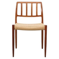 1970s Niels Møller Model 83 Teak Side Chair with Paper Cord Seat
