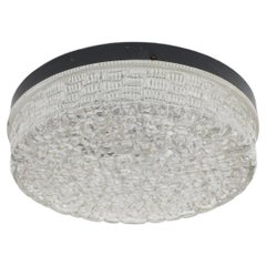 Retro Heavy Mid-Century Mazzega Style Pressed Glass Flush Mounted Ceiling Light