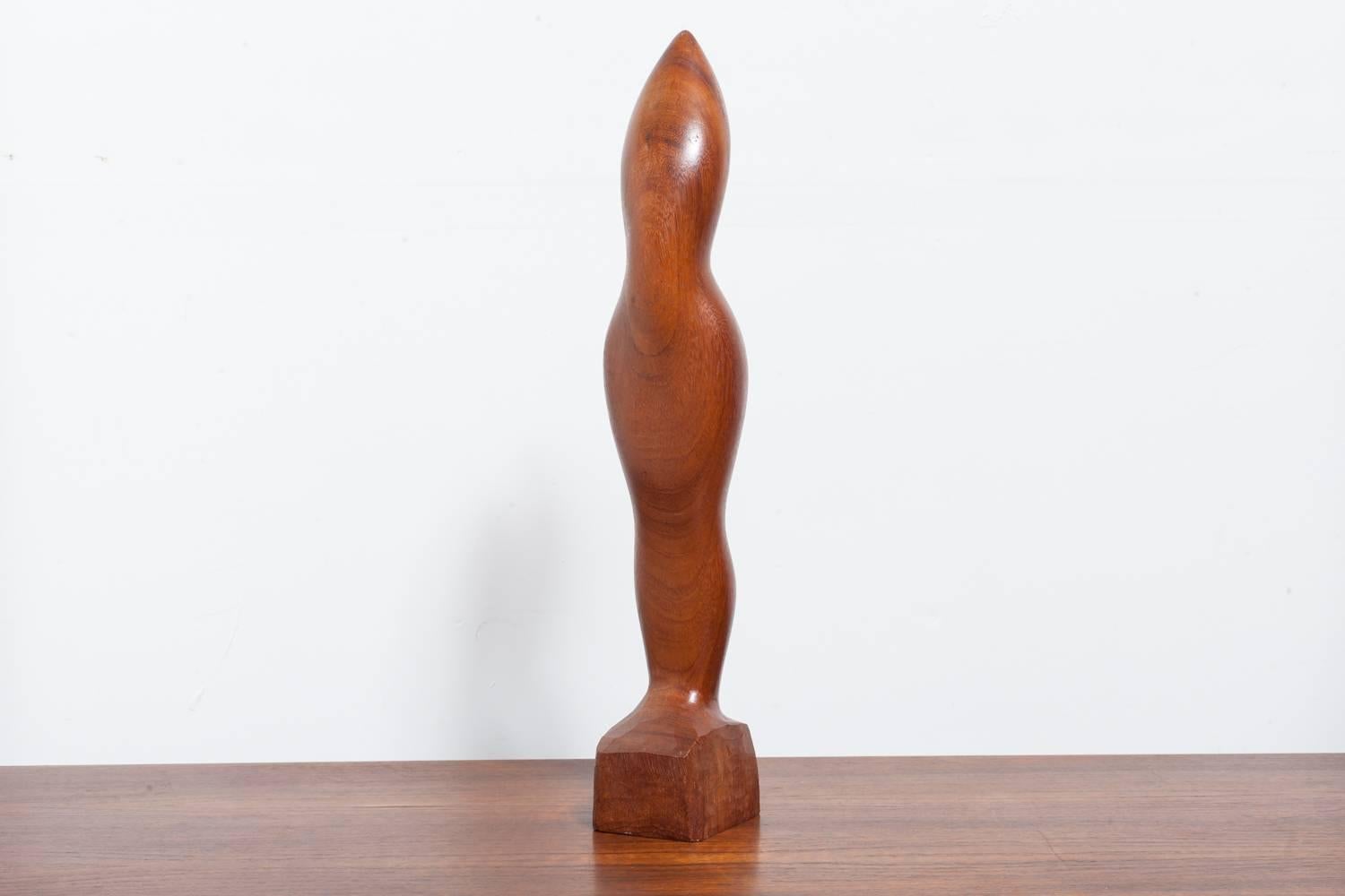 Elegant carved teak female Silhouette, signed by the Dutch Artist Hein Laupman (1912-1992), Holland, 1963.