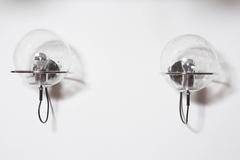 Pair of Raak Basket Globe Glass and Metal Sconces
