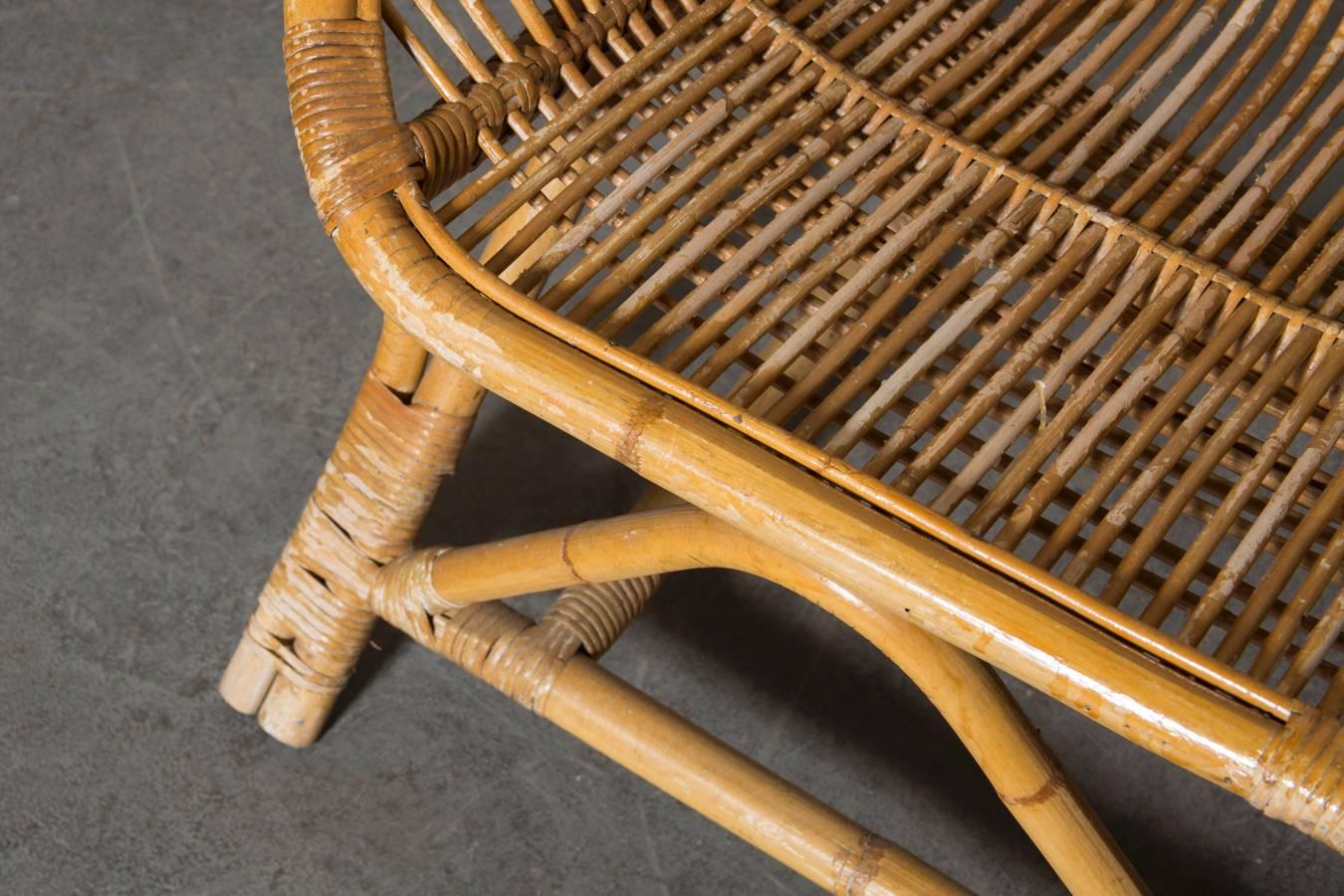 Retro Bamboo Loveseat In Good Condition In Los Angeles, CA