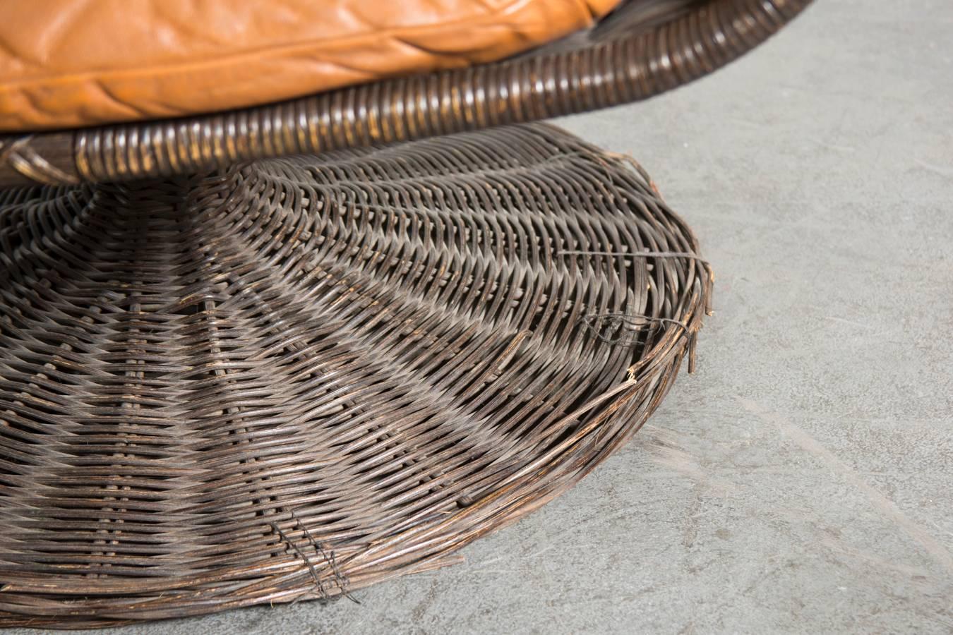 Gerard Van Den Berg Leather and Rattan Lounge Chair for Montis 2