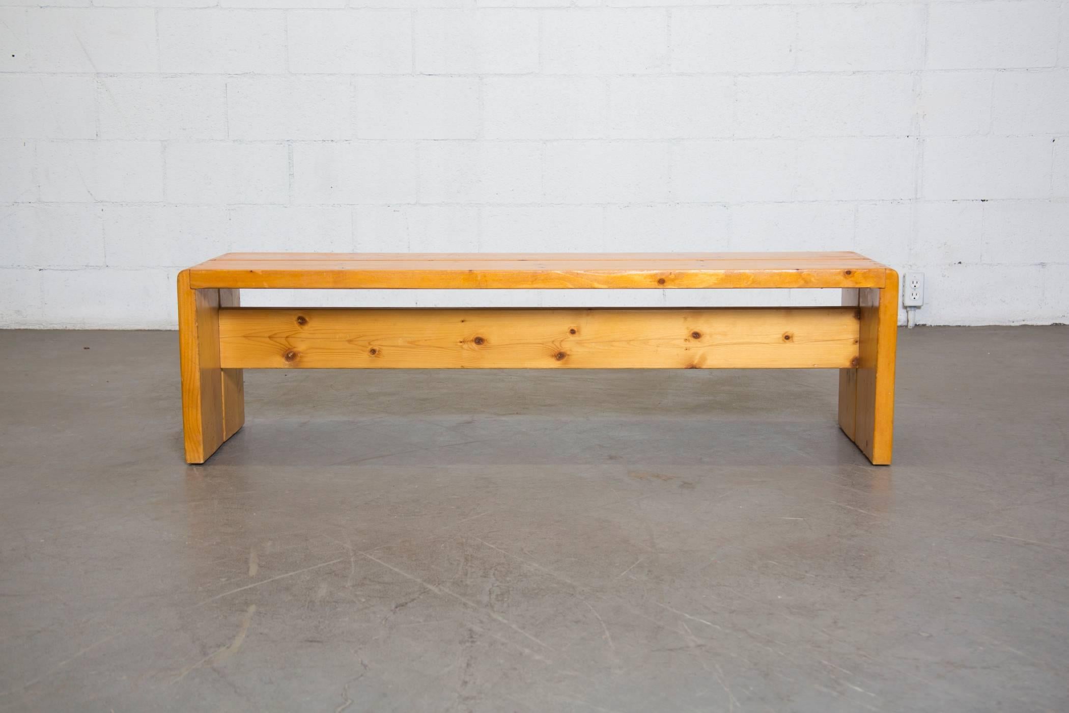 French Two Solid Pine Charlotte Perriand Benches for Les Arcs