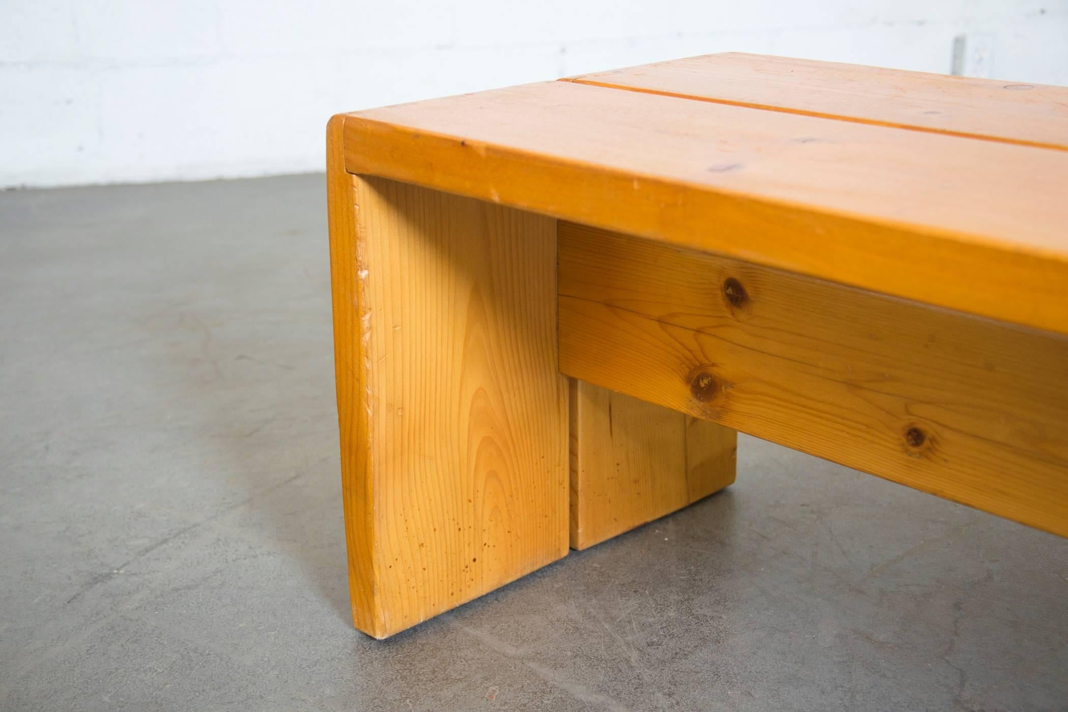 Mid-20th Century Two Solid Pine Charlotte Perriand Benches for Les Arcs