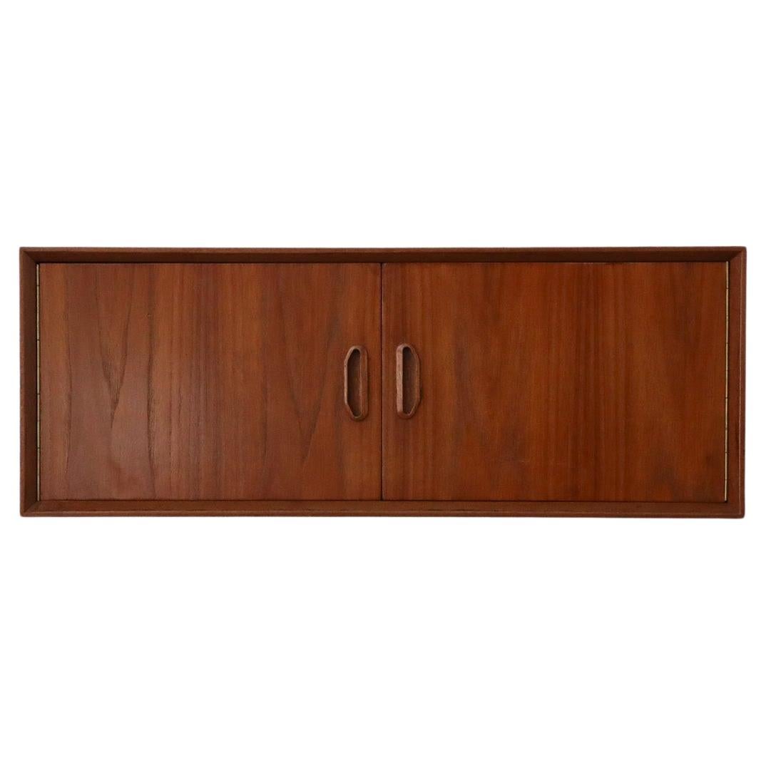 Poul Cadovius Style Wall Mount Teak Cabinet For Sale