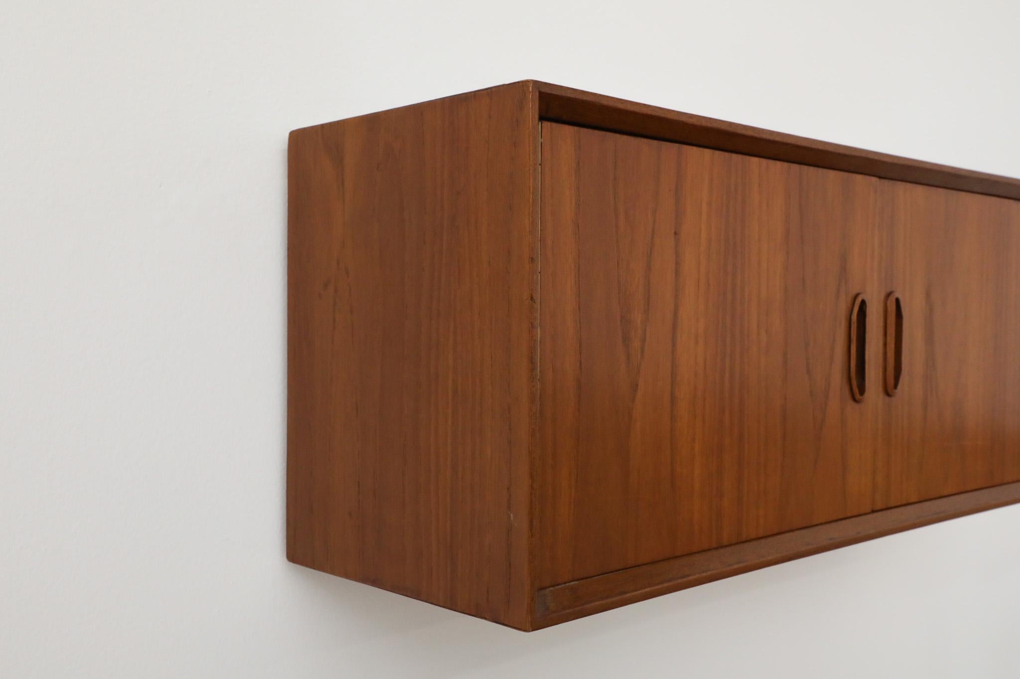 Poul Cadovius Style Wall Mount Teak Cabinet For Sale 3