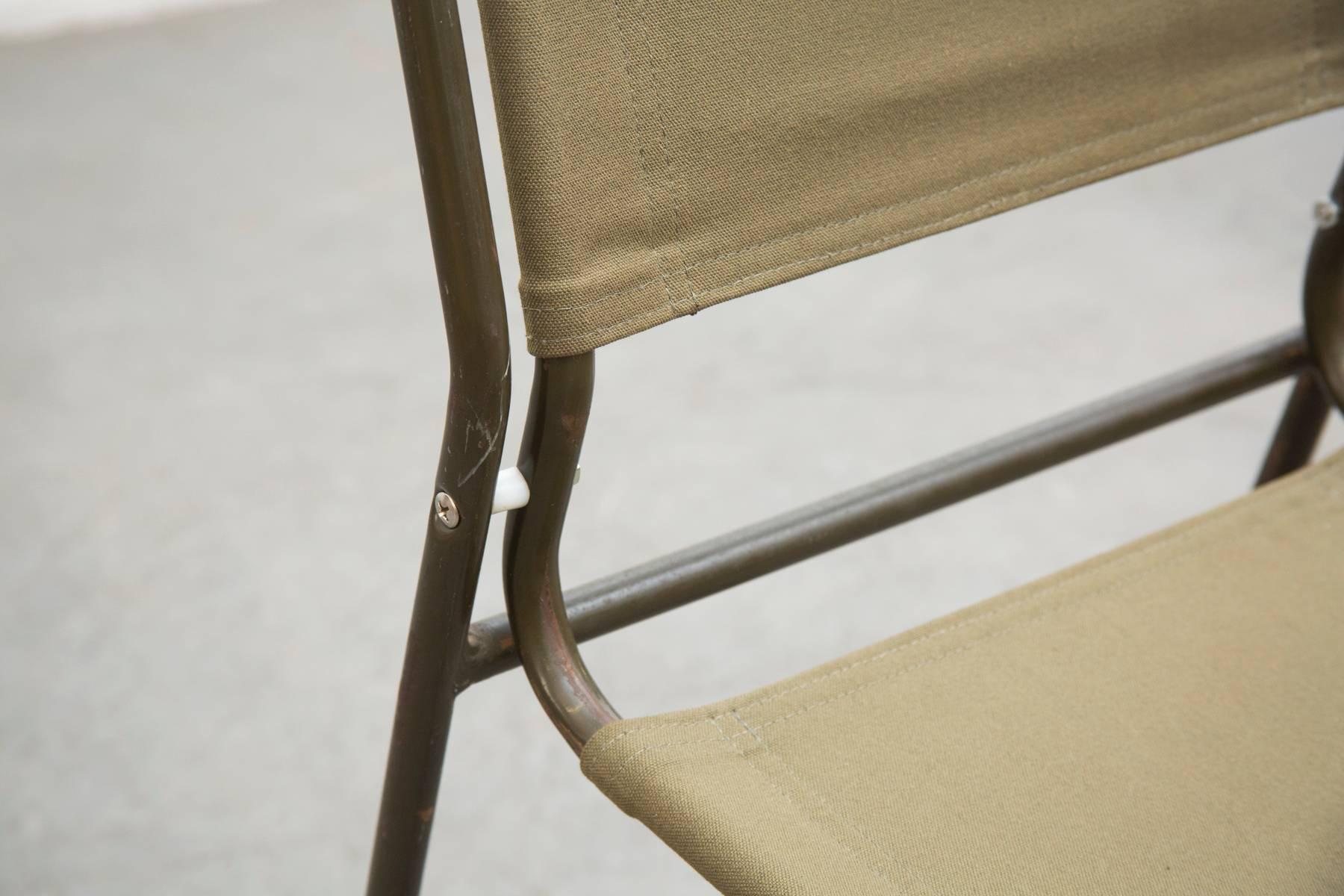 Set of Eight Stacking Army Green Canvas Chairs 1