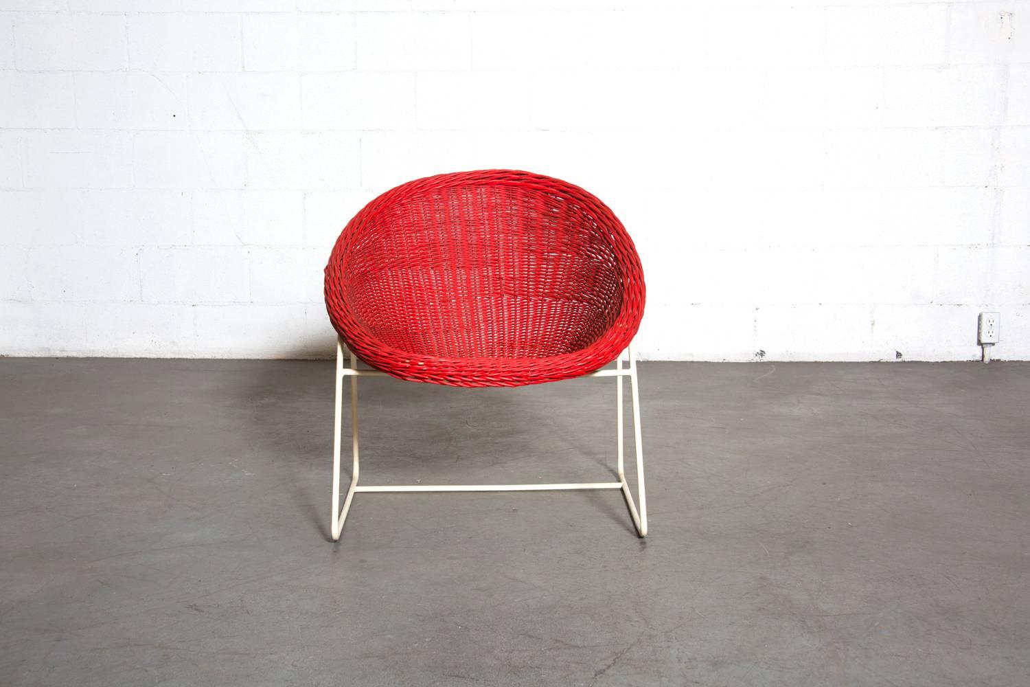 red rattan chair