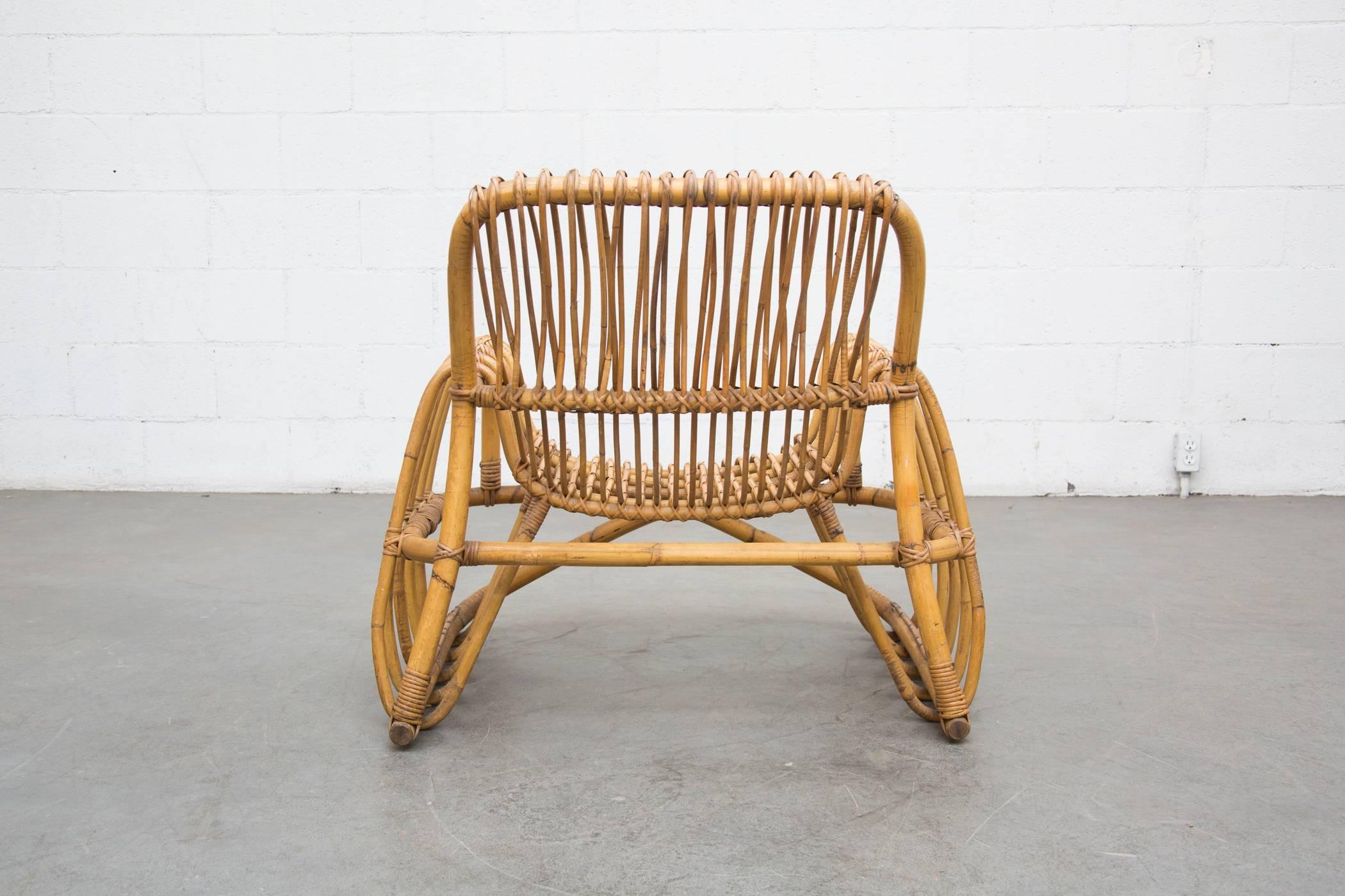 Dutch Bamboo Lounge Chair in the Style of Franco Albini
