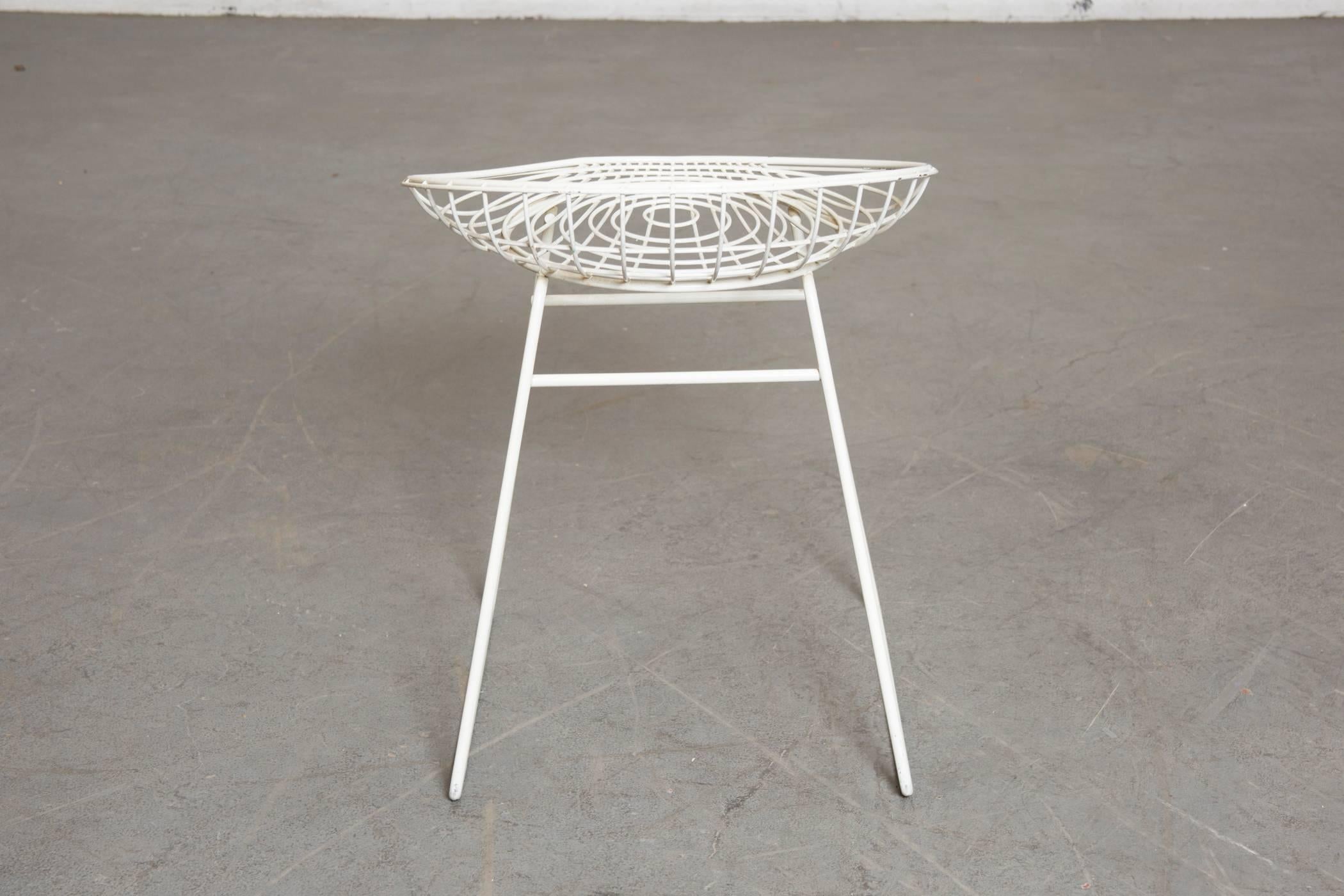 Enameled Cees Braakman and A. Dekker Wire Vanity Stool