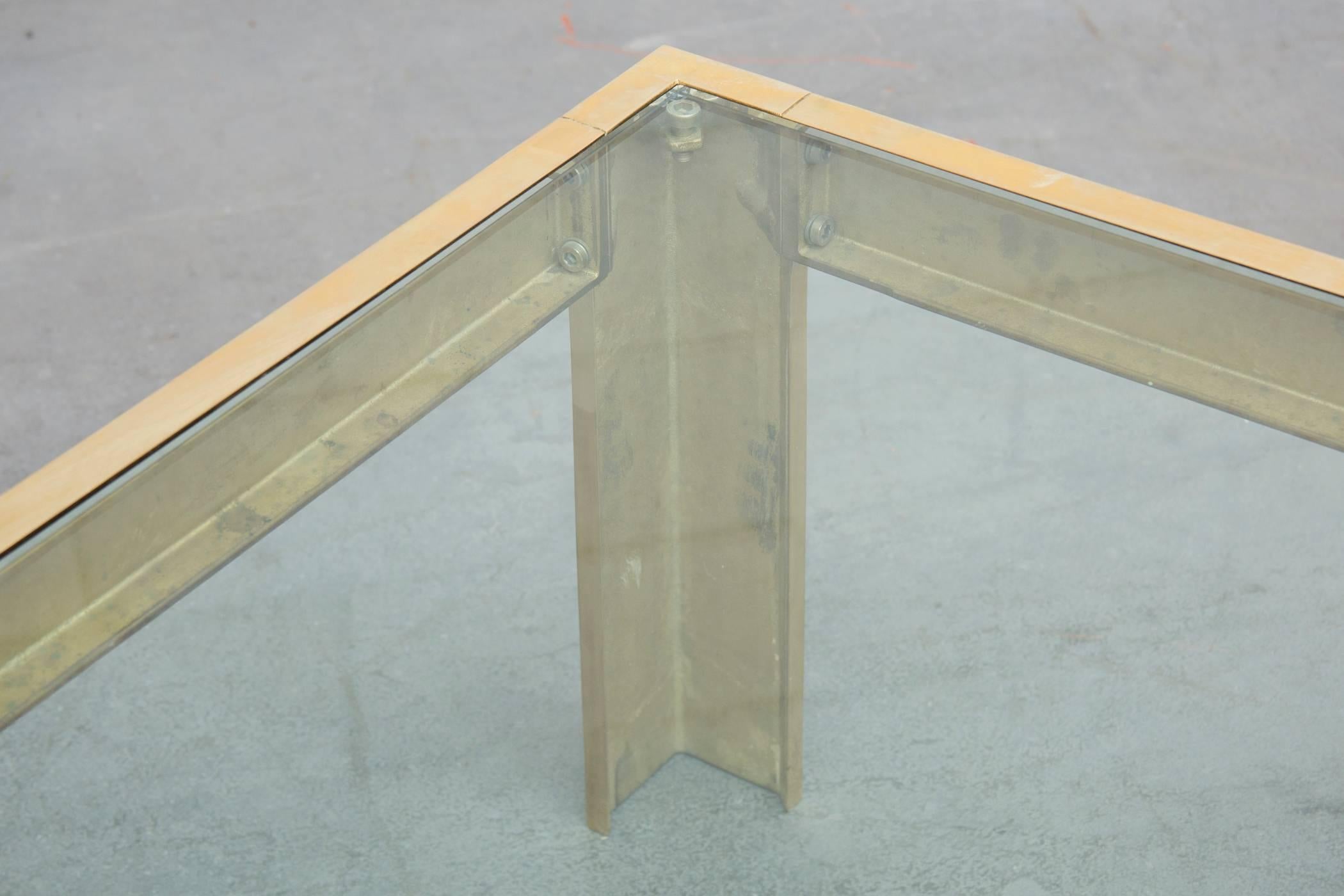 Mid-Century Modern Brass Peter Ghyczy Style Coffee Table