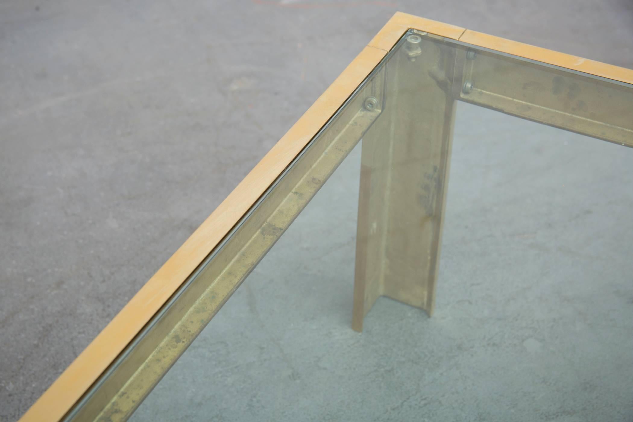 Brass Peter Ghyczy Style Coffee Table In Good Condition In Los Angeles, CA