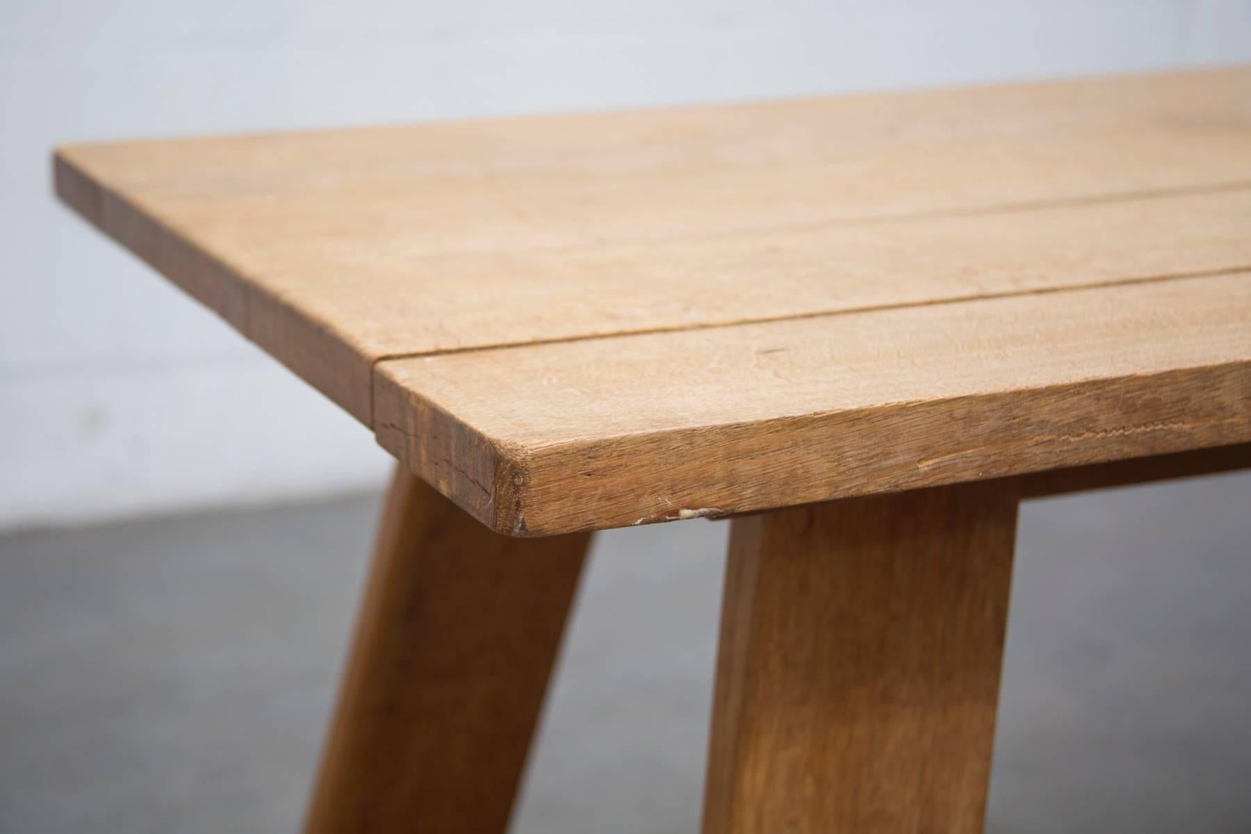 Mid-Century Modern Solid Oak Trestle Dining Table